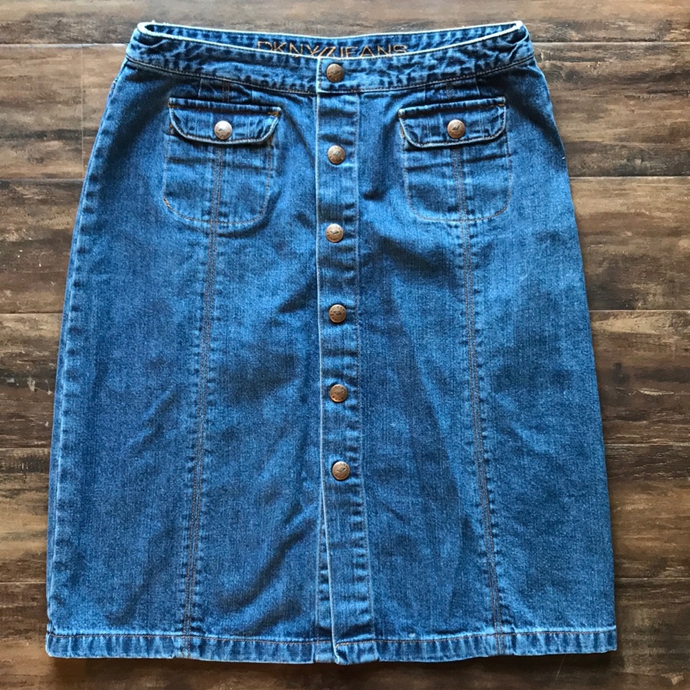 DKNY JEANS 4 Jean Button Down Skirt